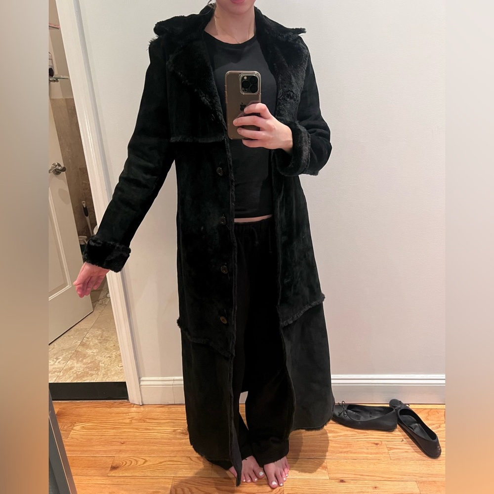 Vintage Black Afghan Women's penny kane long coat